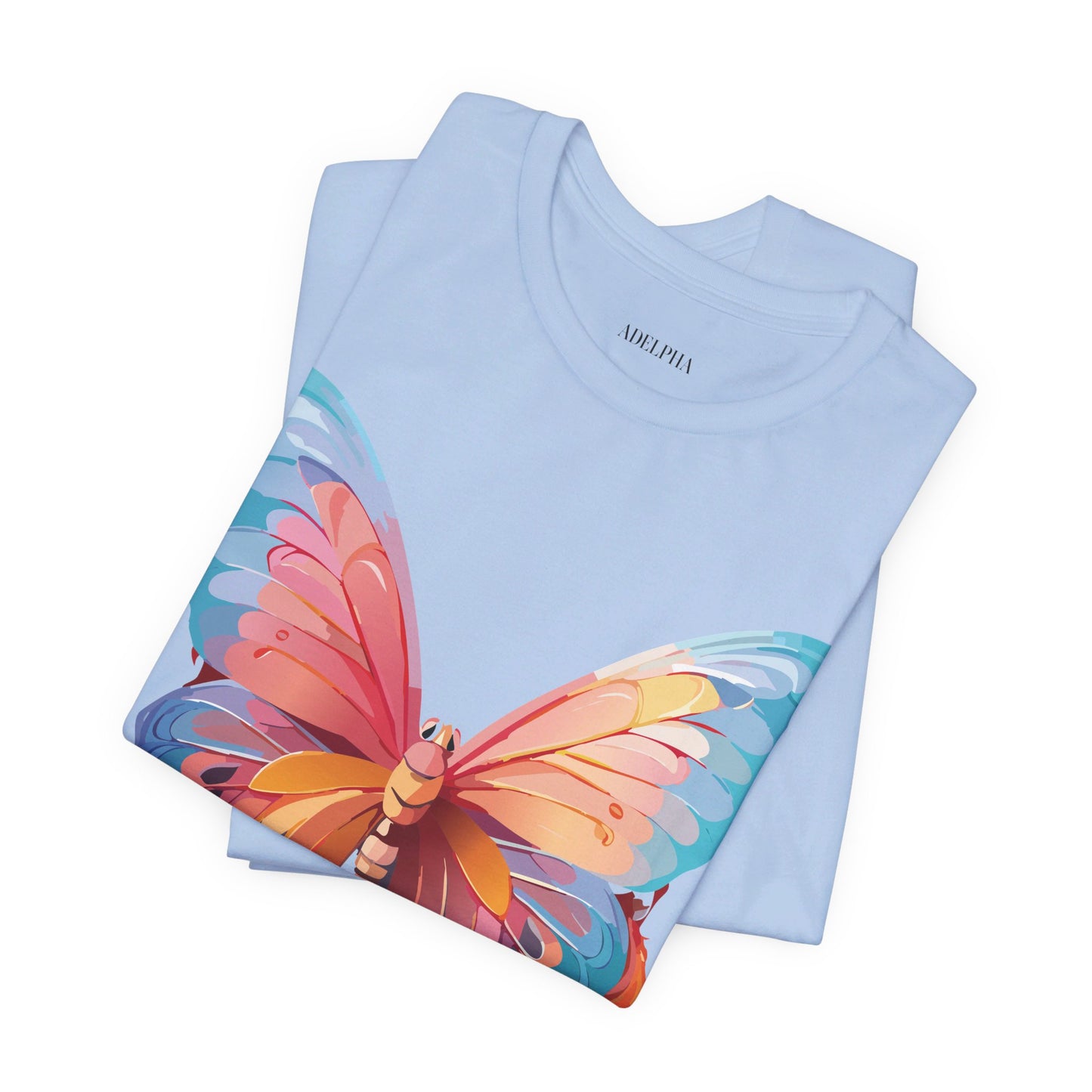 Natural Cotton Tee Shirt with Butterfly