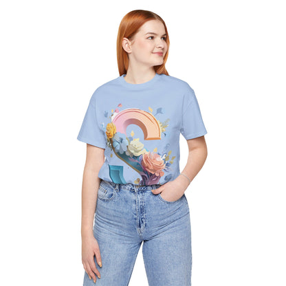 Natural Cotton Tee Shirt - Letters Collection - S Printify