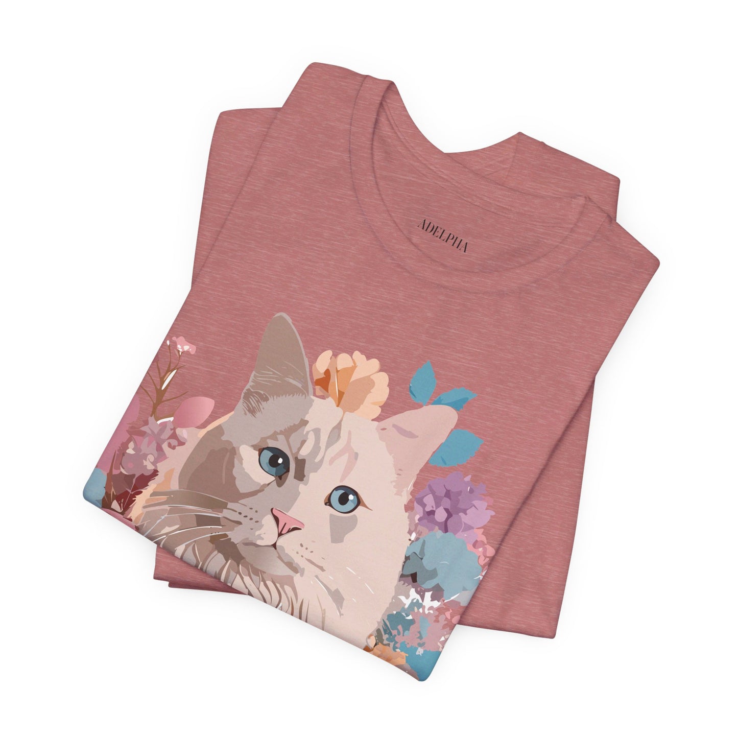 Natural Cotton Tee Shirt with Cat