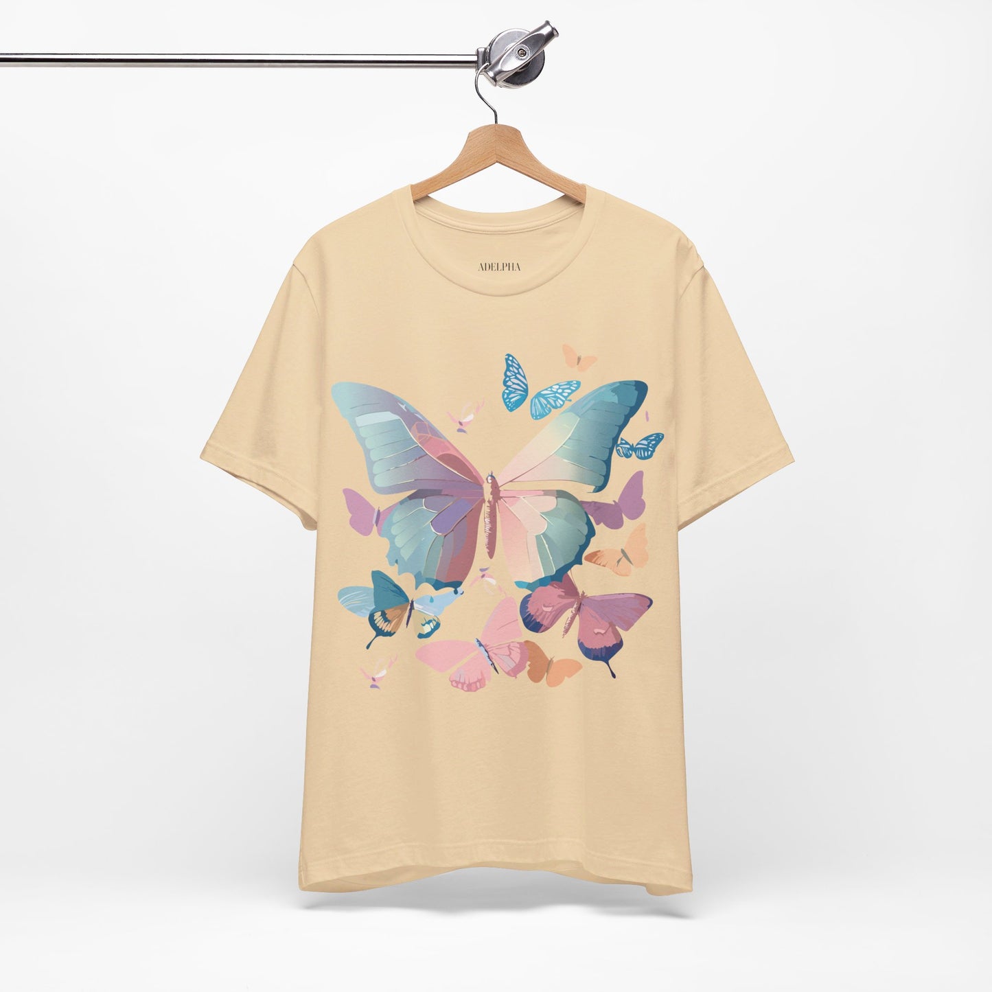 Natural Cotton Tee Shirt with Butterfly