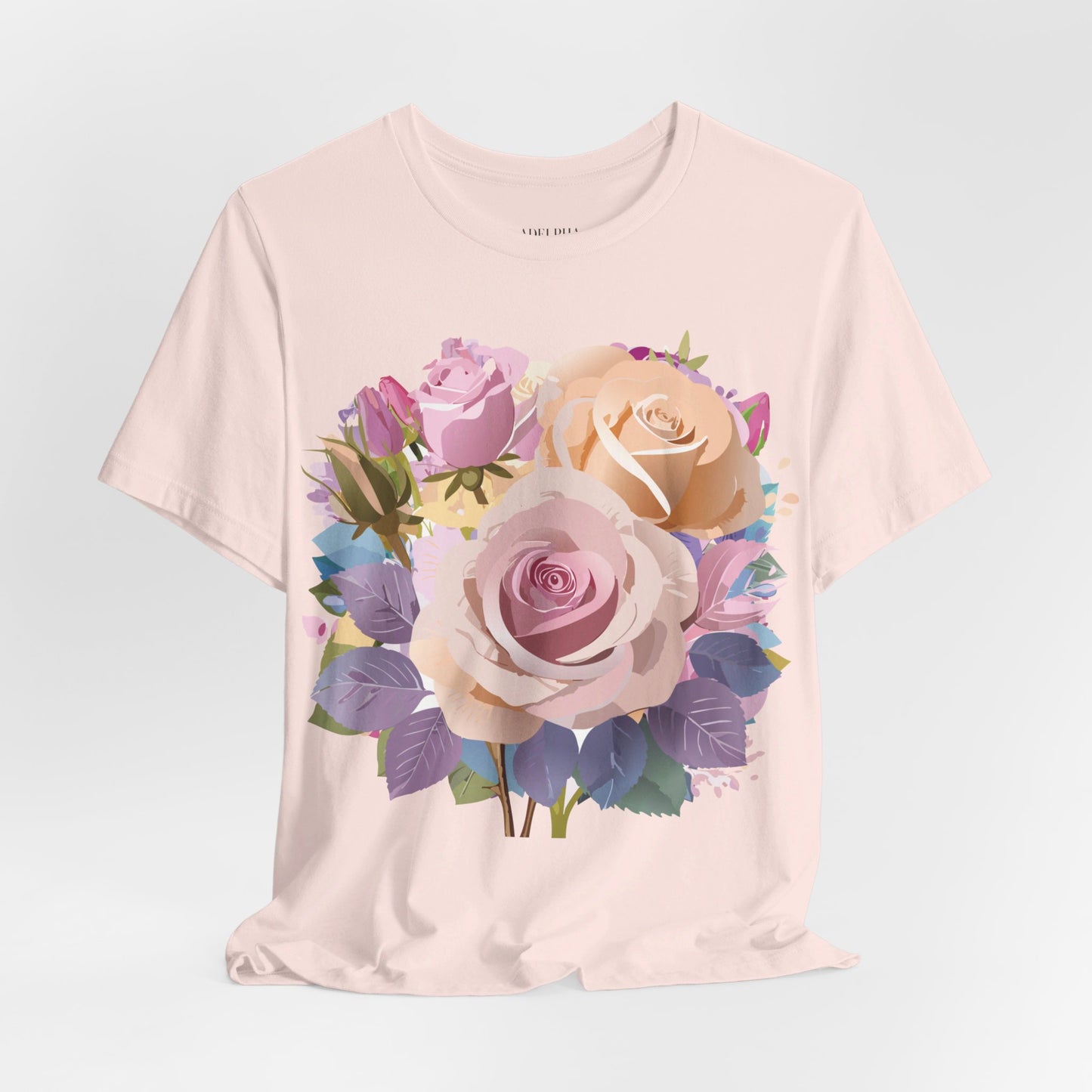 Natural Cotton Tee Shirt with Flowers