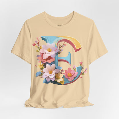 Natural Cotton Tee Shirt - Letters Collection - E Printify