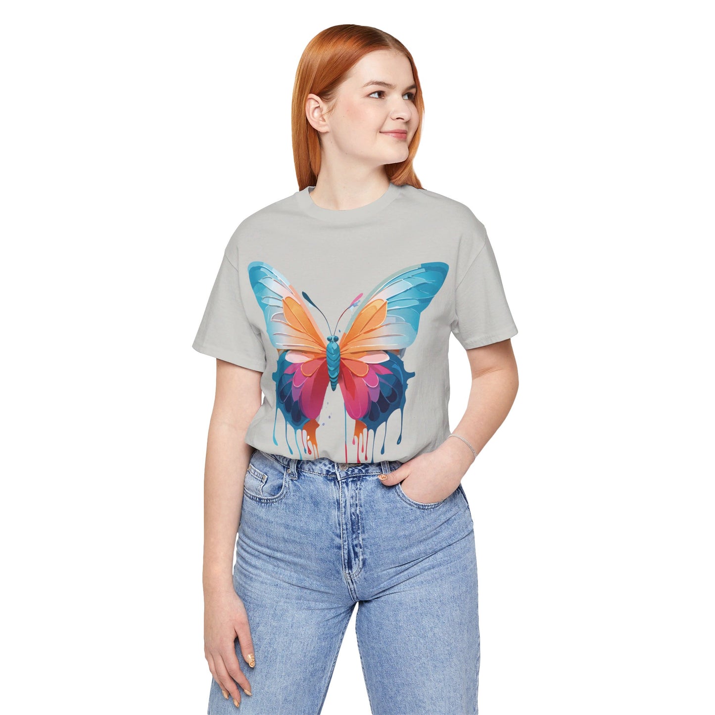 T-Shirt aus natürlicher Baumwolle mit Schmetterling