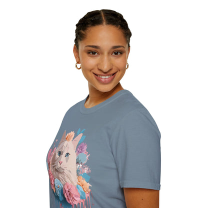 Cat Shirt Unisex Short Sleeve Cat Tee Kitten Design Gildan Softstyle 64000 Tee