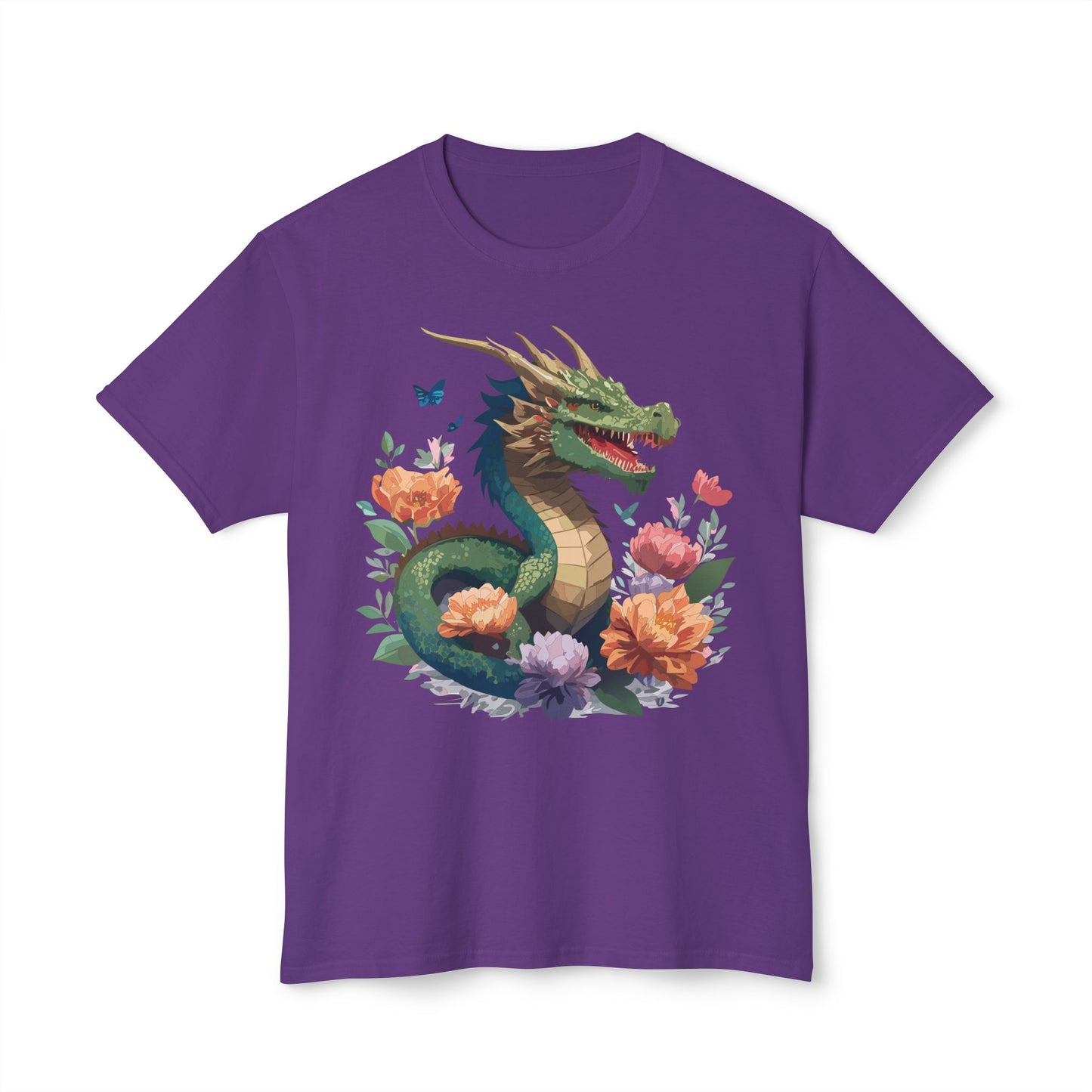 Dragon T-Shirt, Vintage Dragon Tee, Floral Tees, Dragon Art Design Shirt, Tee Shirt with Dragon 6