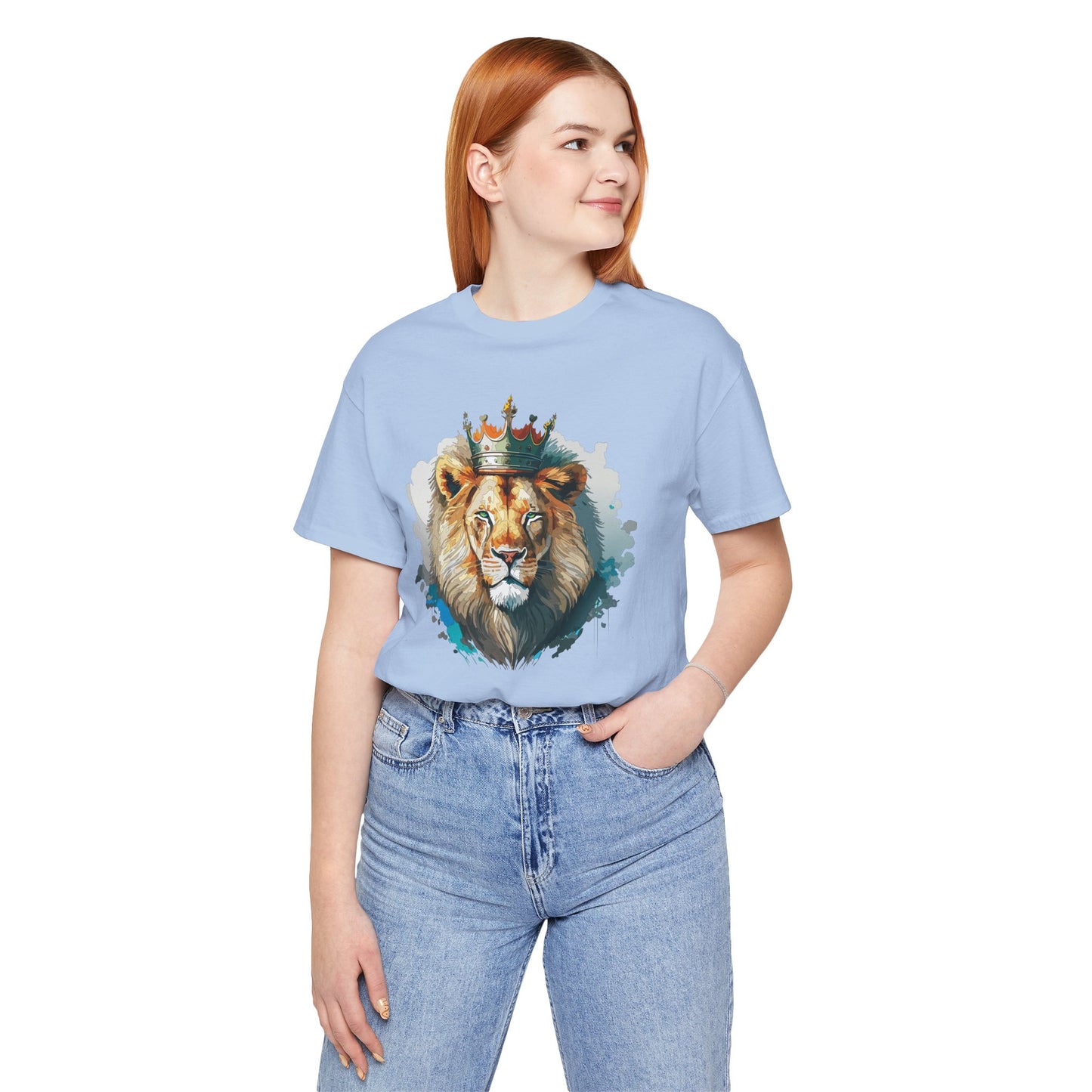 Lion with Crown Tee Unisex Cotton Watercolor King Lion Graphic T-Shirt 2