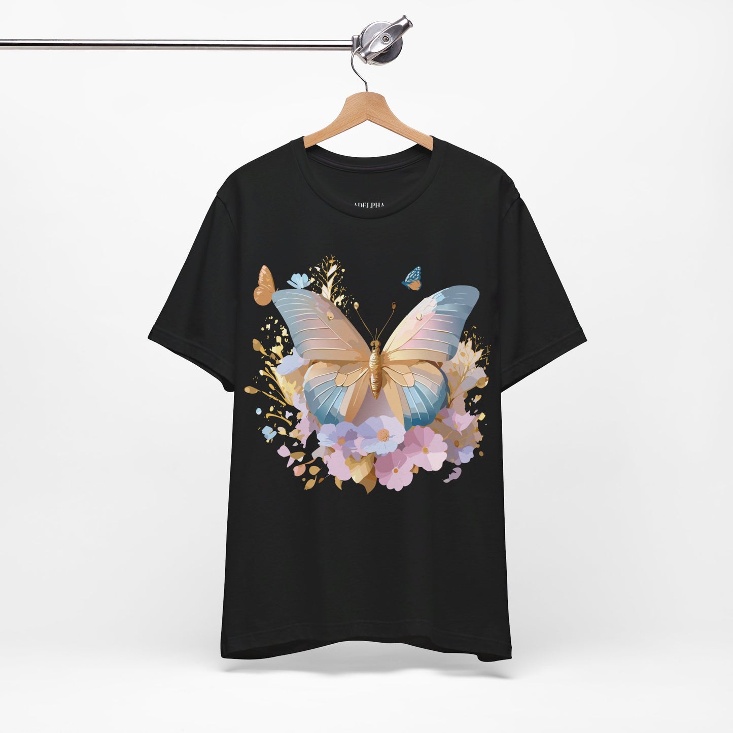 Natural Cotton Tee Shirt with Butterfly