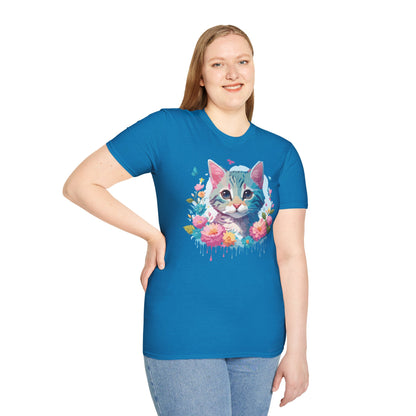 Cat Shirt Unisex Tee Kitten Cat Tee Softstyle 100 Percent Cotton Gildan 64000