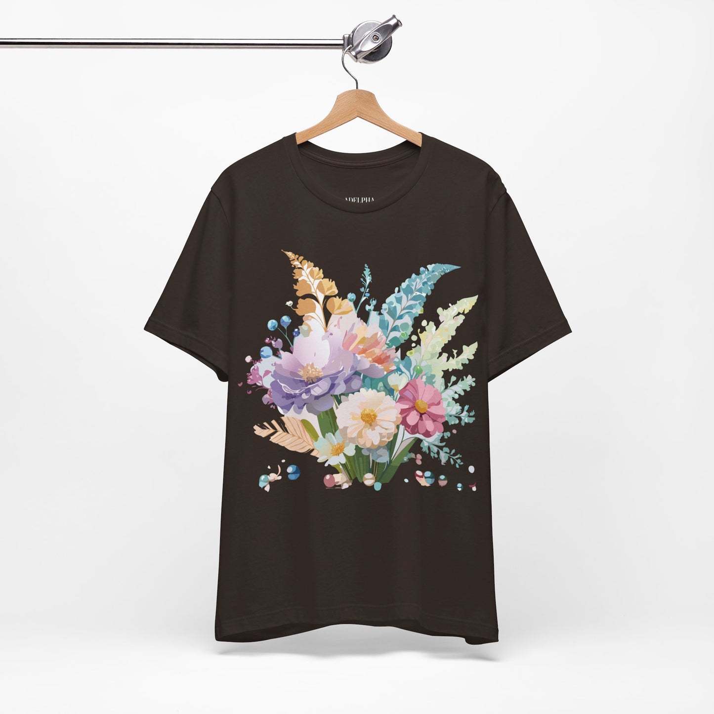 Natural Cotton Tee Shirt with Flowers