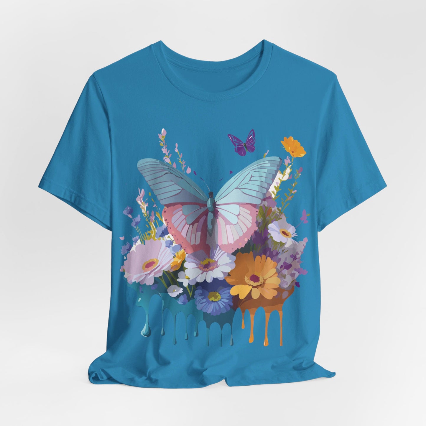 Natural Cotton Tee Shirt with Butterfly