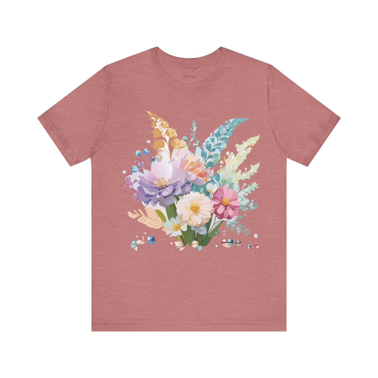 Natural Cotton Tee Shirt with Flowers