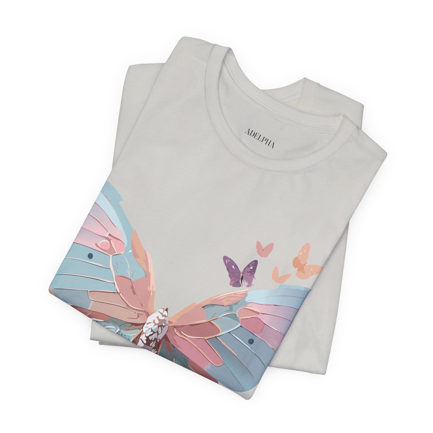 Natural Cotton Tee Shirt with Butterfly