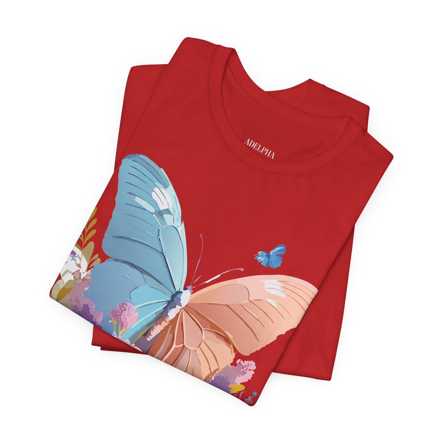 Natural Cotton Tee Shirt with Butterfly