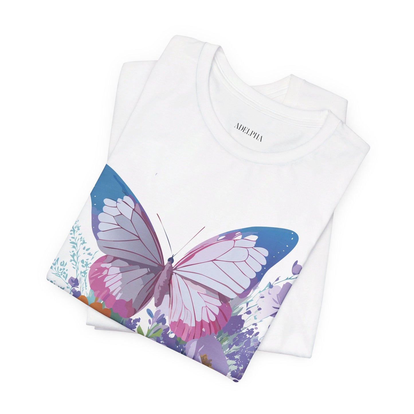 Natural Cotton Tee Shirt with Butterfly