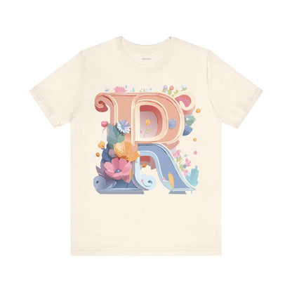 Natural Cotton Tee Shirt - Letters Collection - R Printify