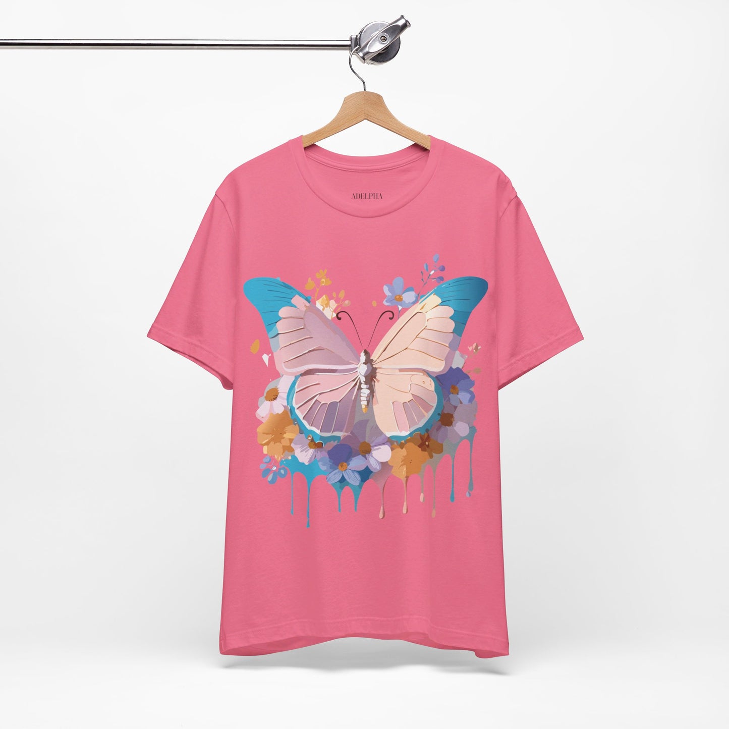 Natural Cotton Tee Shirt with Butterfly