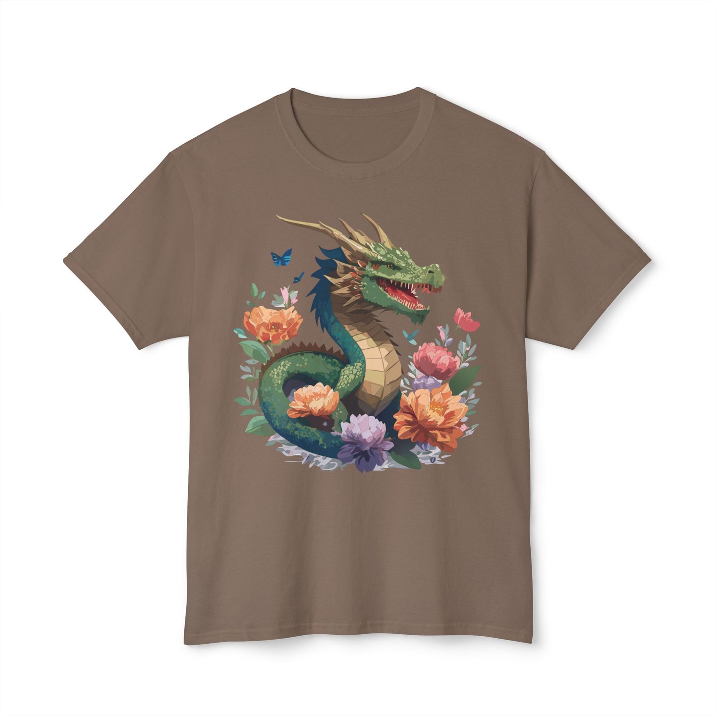 Dragon T-Shirt, Vintage Dragon Tee, Floral Tees, Dragon Art Design Shirt, Tee Shirt with Dragon 6