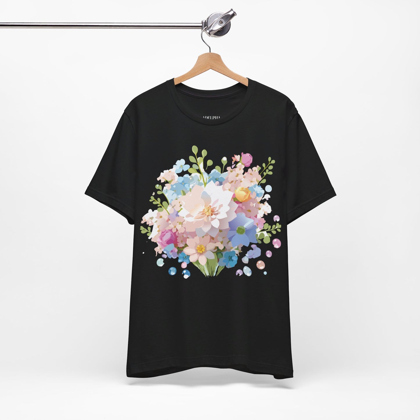 T-shirt en coton naturel avec fleurs