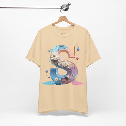 Natural Cotton Tee Shirt - Letters Collection - S Printify