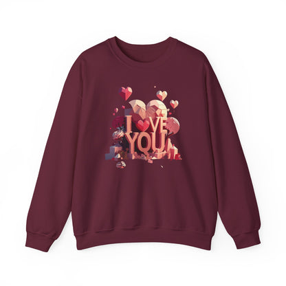 Unisex Heart Love Sweatshirt Floral Valentines Day Cotton Poly Fifty Fifty Blend
