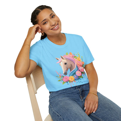 Unisex Horse Shirt Soft Cotton Tee With Animal Artwork Gildan Softstyle