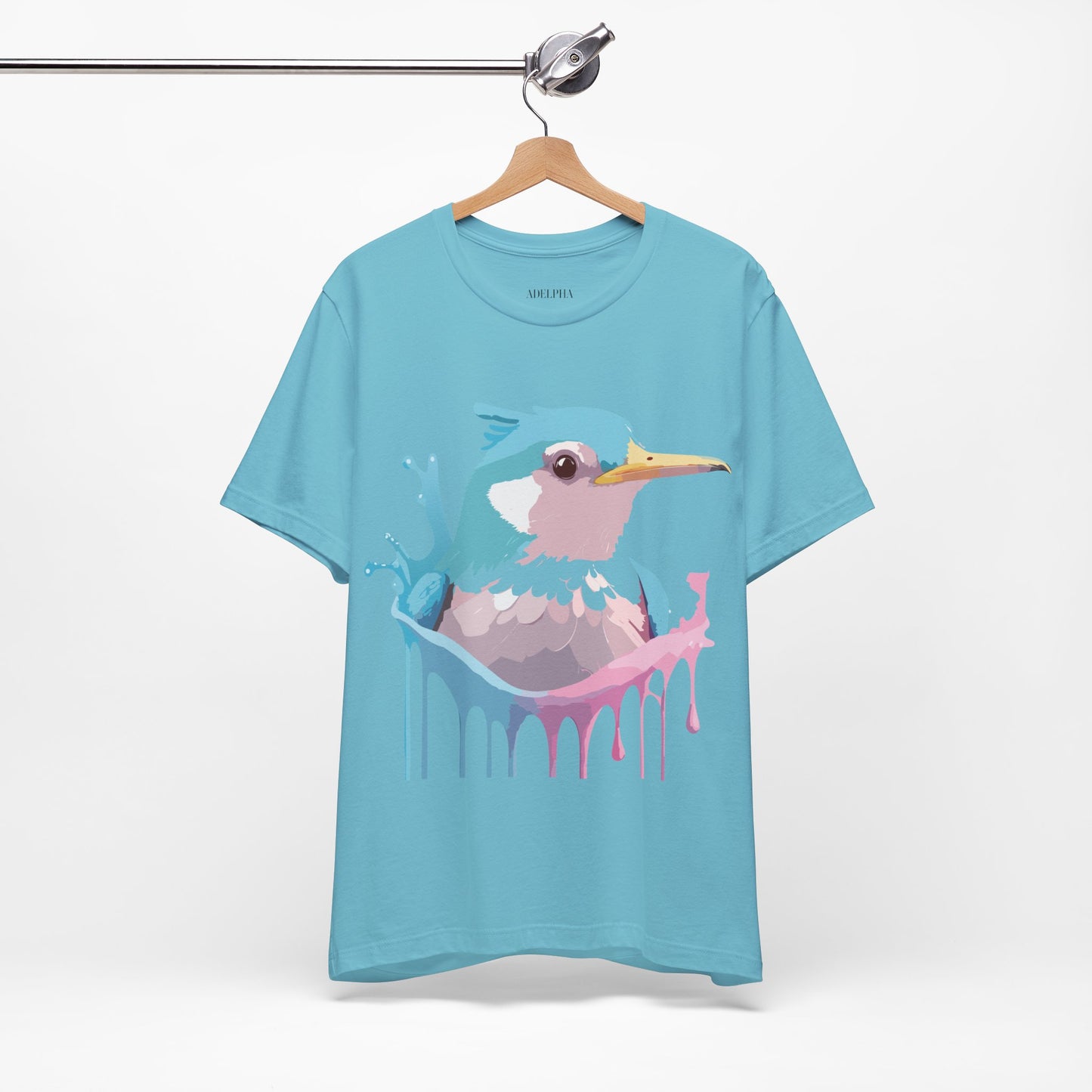 Natural Cotton Tee Shirt with Bird