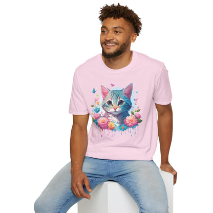 Cat Shirt Unisex Tee Kitten Cat Tee Softstyle 100 Percent Cotton Gildan 64000