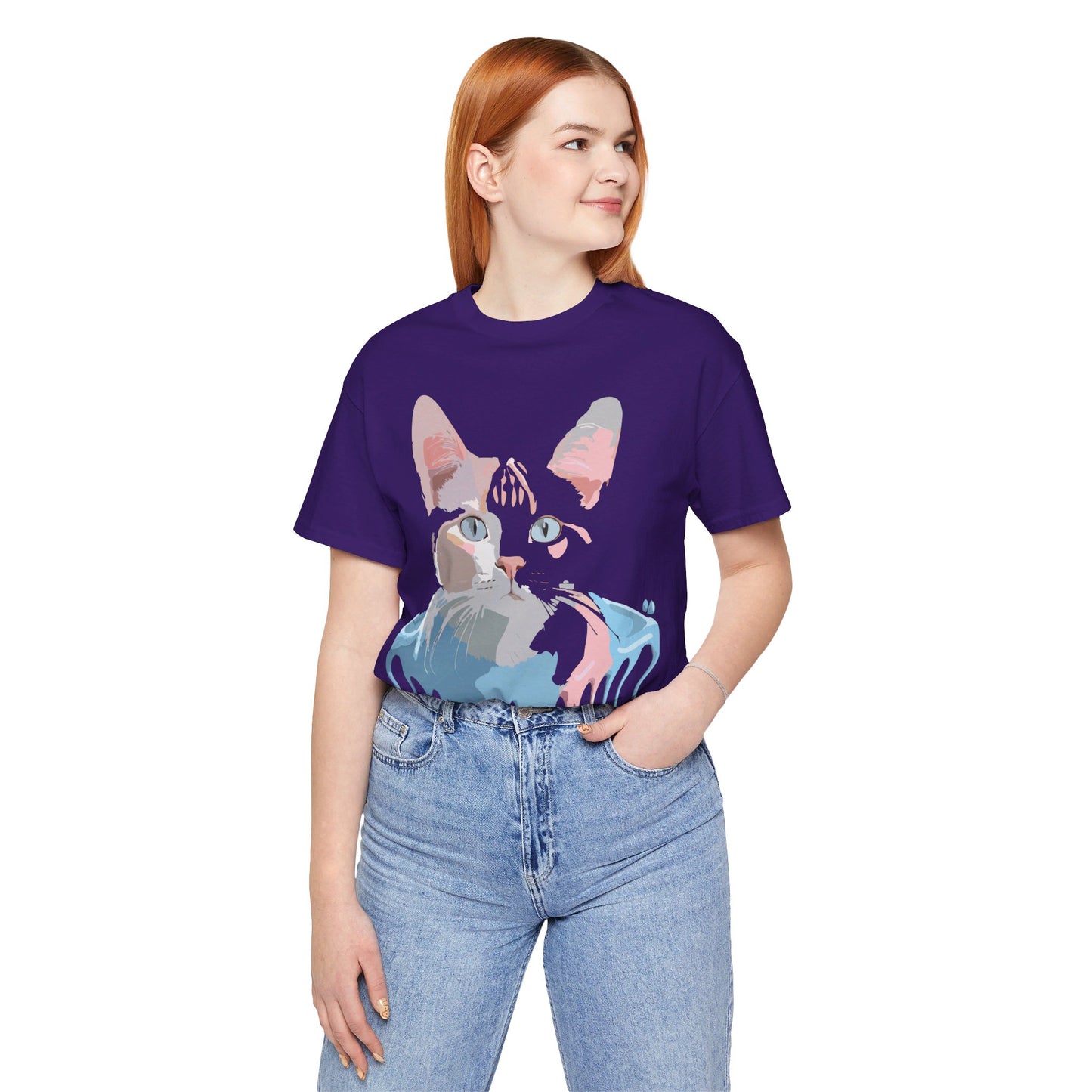 Natural Cotton Tee Shirt with Cat