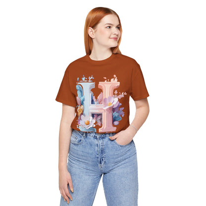 Natural Cotton Tee Shirt - Letters Collection - H Printify
