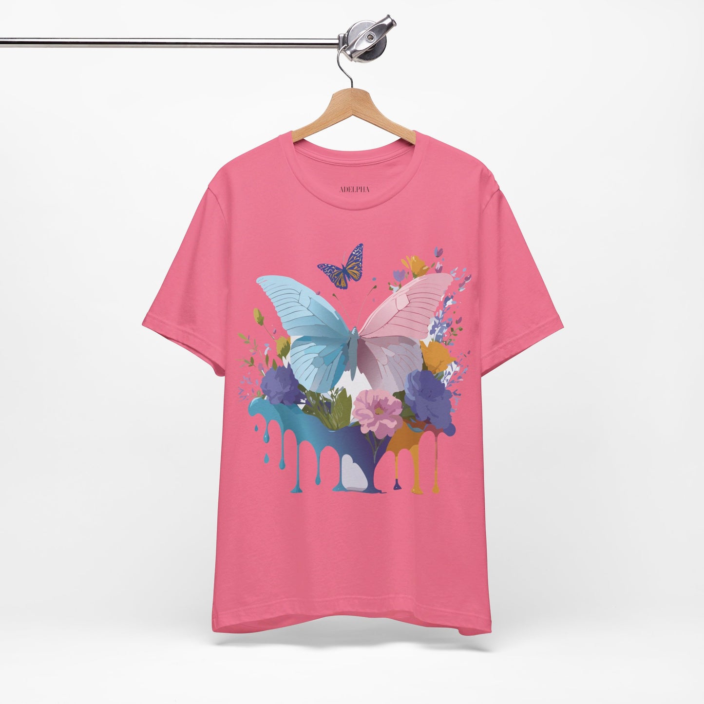 Natural Cotton Tee Shirt with Butterfly