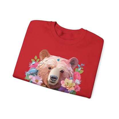 Unisex Floral Bear Sweatshirt Art Design Animals Print Gildan 18000