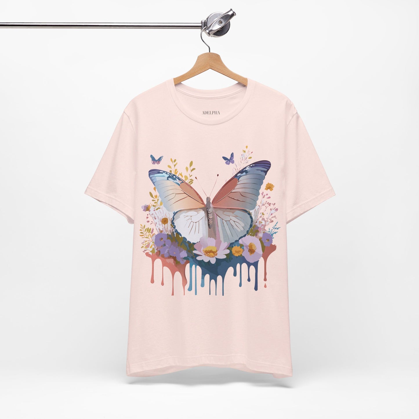 Natural Cotton Tee Shirt with Butterfly