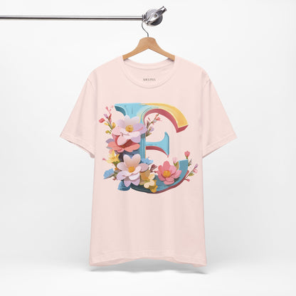 Natural Cotton Tee Shirt - Letters Collection - E Printify