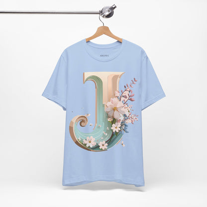 Natural Cotton Tee Shirt - Letters Collection - J Printify