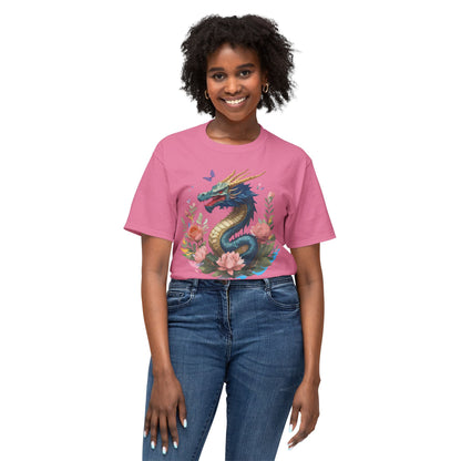 Unisex Dragon T Shirt With Art Print Floral Vintage Dragon Tee