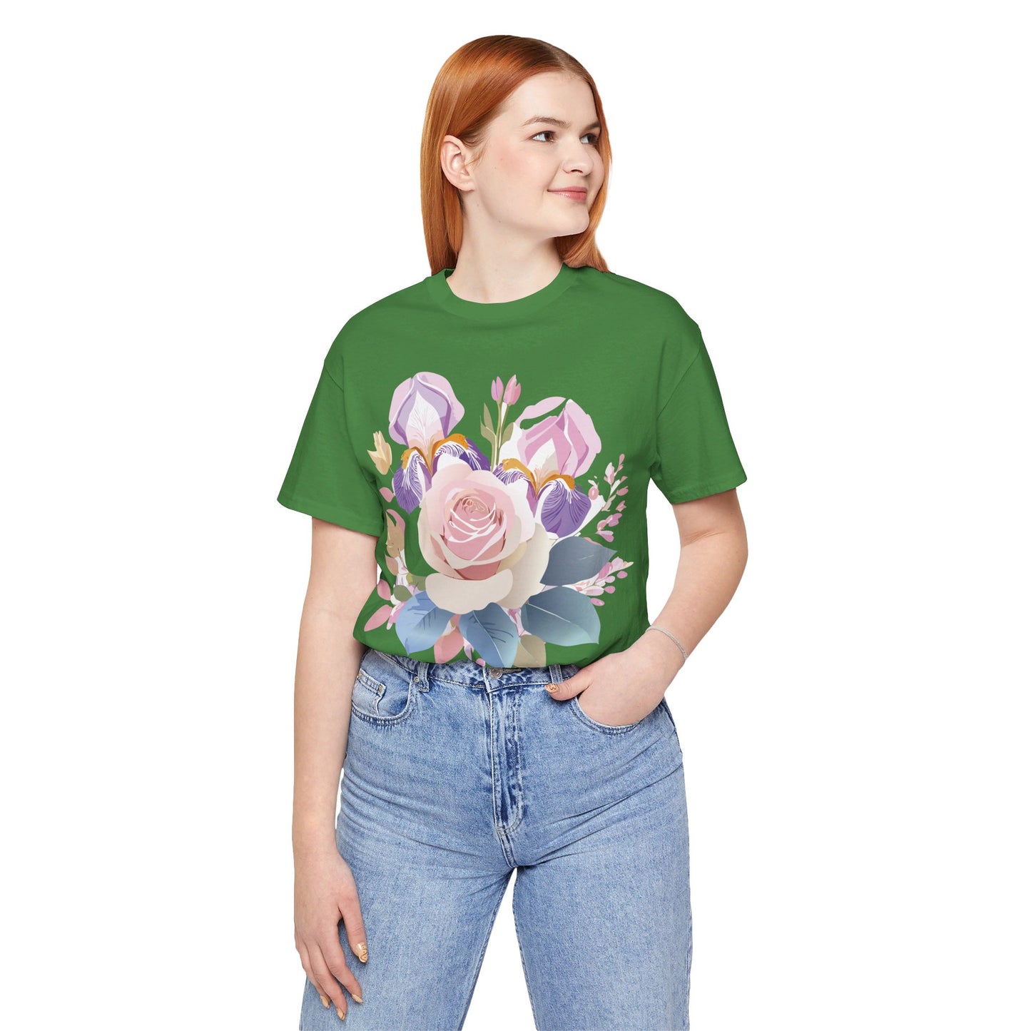 T-shirt en coton naturel avec fleurs