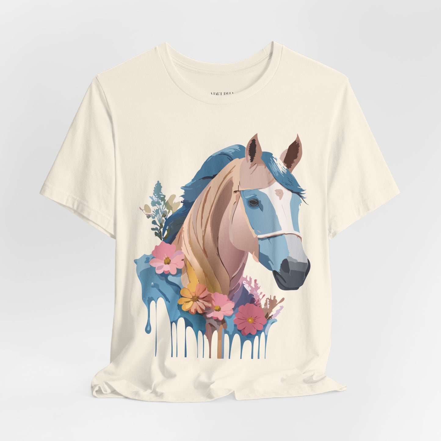 Natural Cotton Tee Shirt with Horse