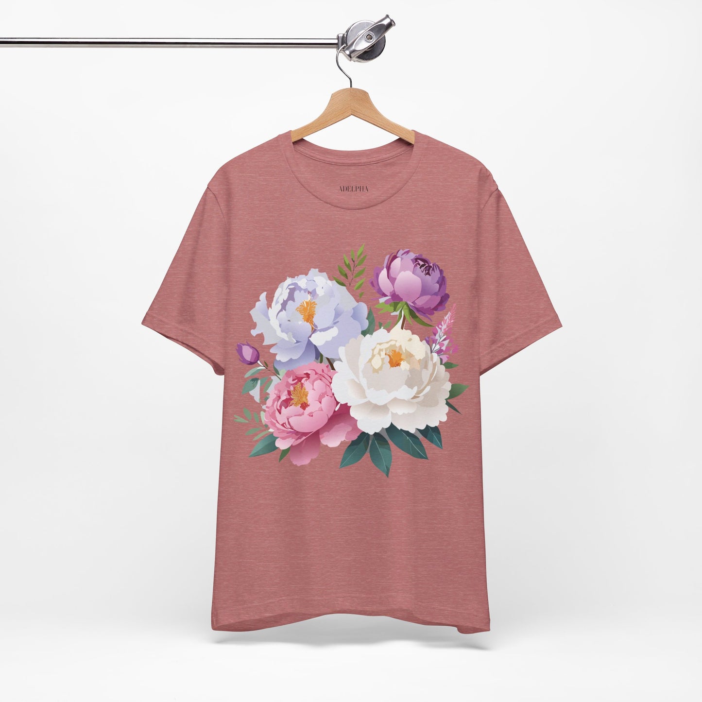 T-shirt en coton naturel avec fleurs