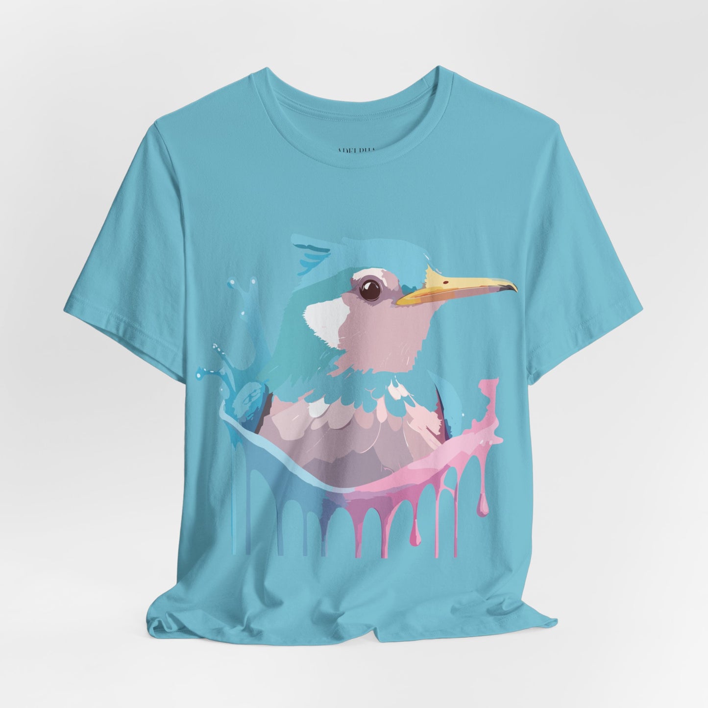 Natural Cotton Tee Shirt with Bird