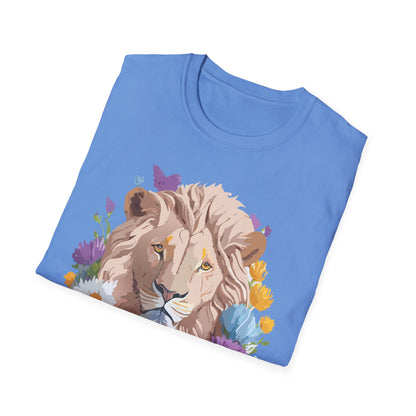 Lion Shirt Unisex Floral Lion Tee Gildan Softstyle 64000 Short Sleeve