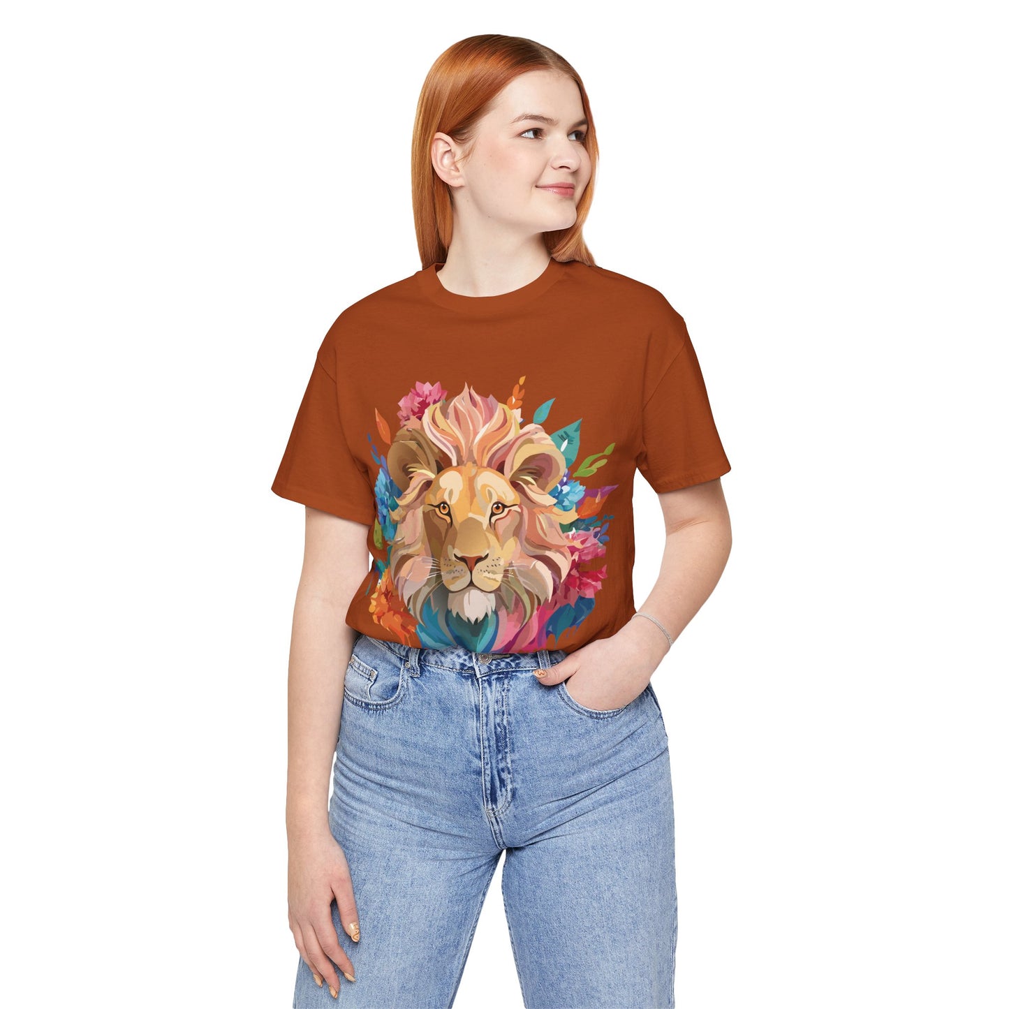 Natural Cotton Tee Shirt with Lion