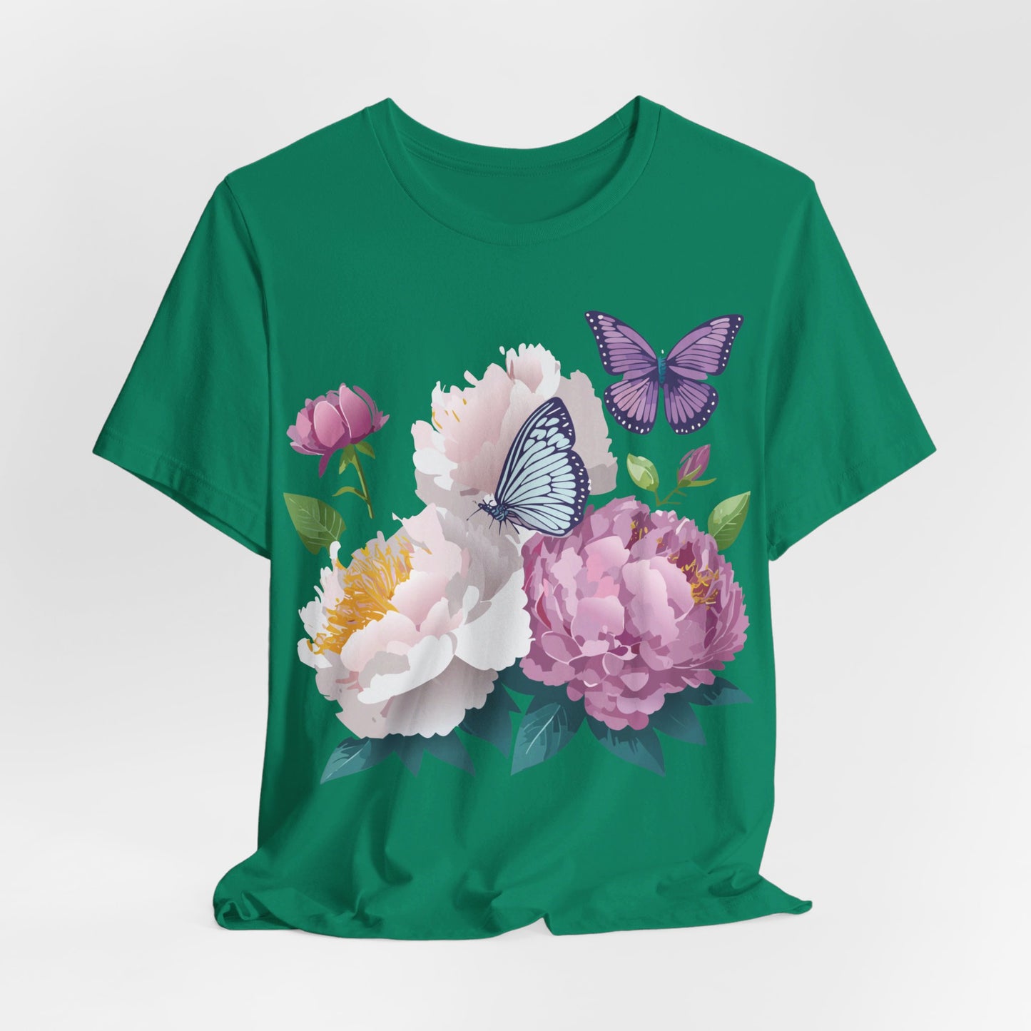 Natural Cotton Tee Shirt with Flowers