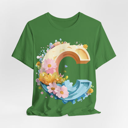 Natural Cotton Tee Shirt - Letters Collection - C Printify
