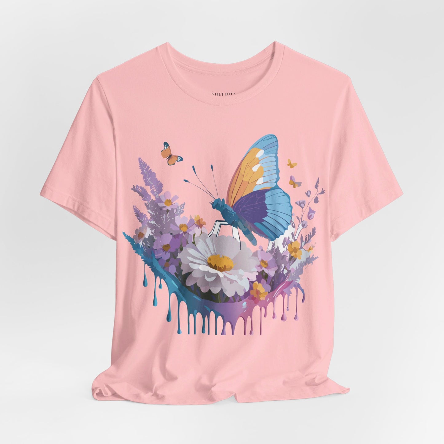 Natural Cotton Tee Shirt with Butterfly