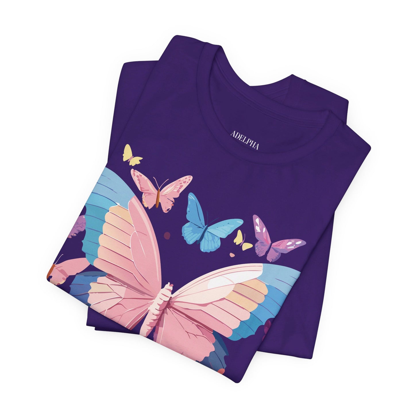 Natural Cotton Tee Shirt with Butterfly