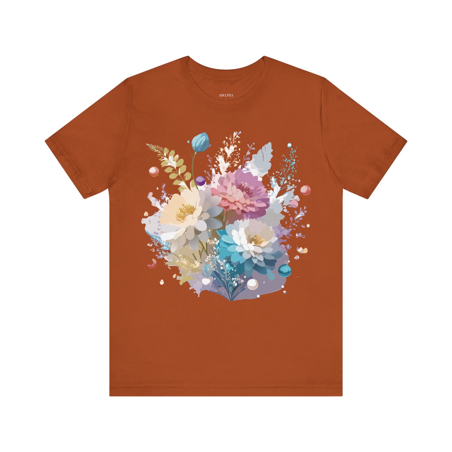 Natural Cotton Tee Shirt with Flowers