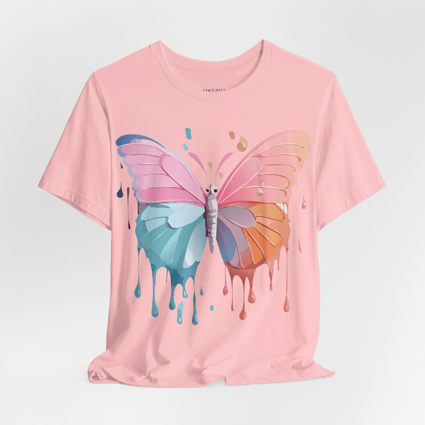 Natural Cotton Tee Shirt with Butterfly