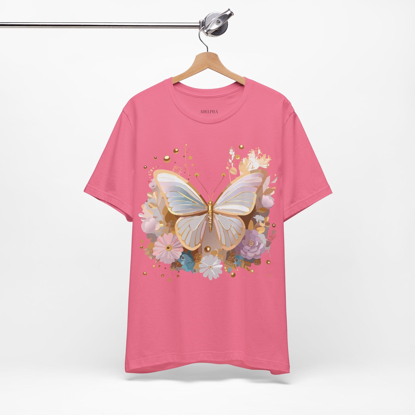 Natural Cotton Tee Shirt with Butterfly