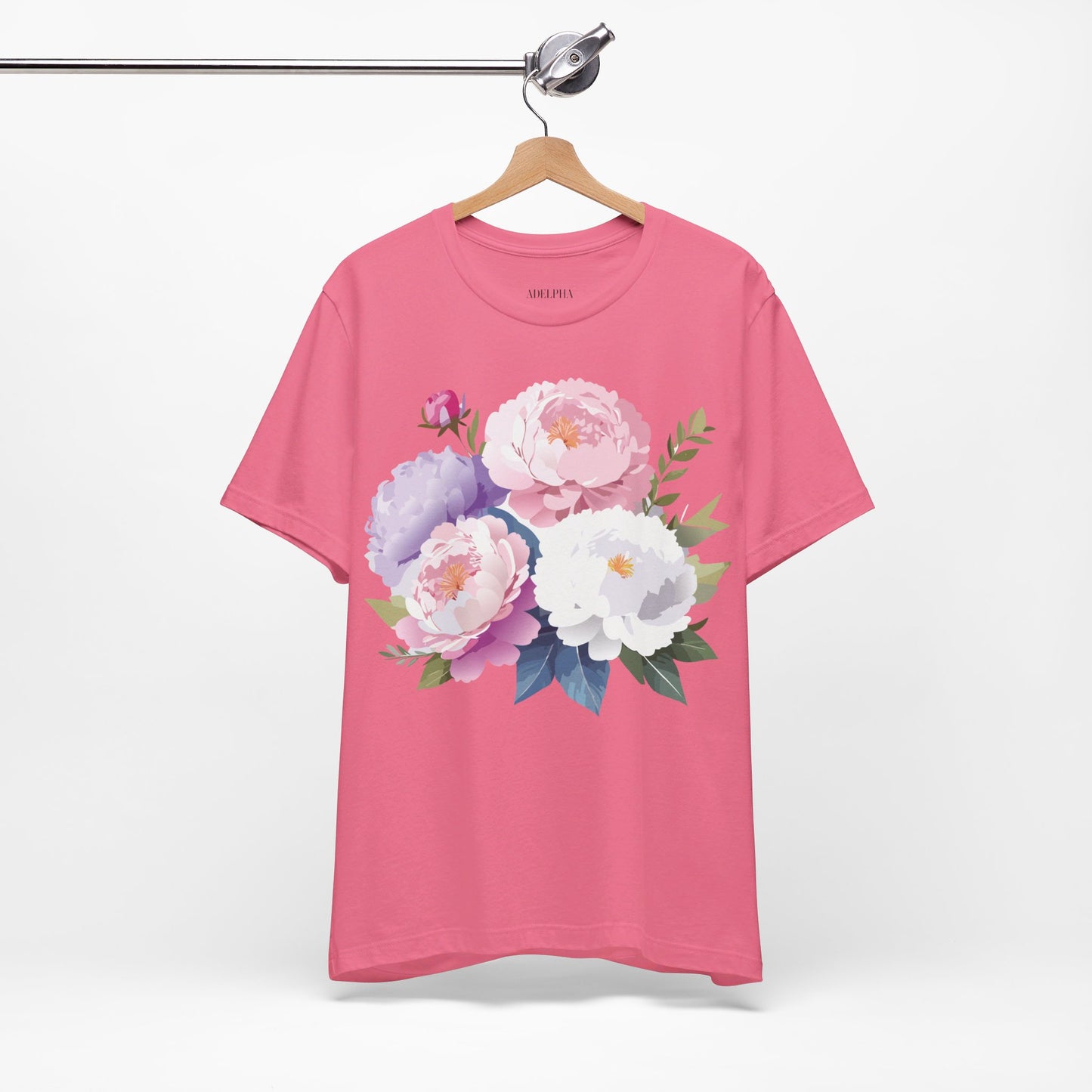 Natural Cotton Tee Shirt with Flowers