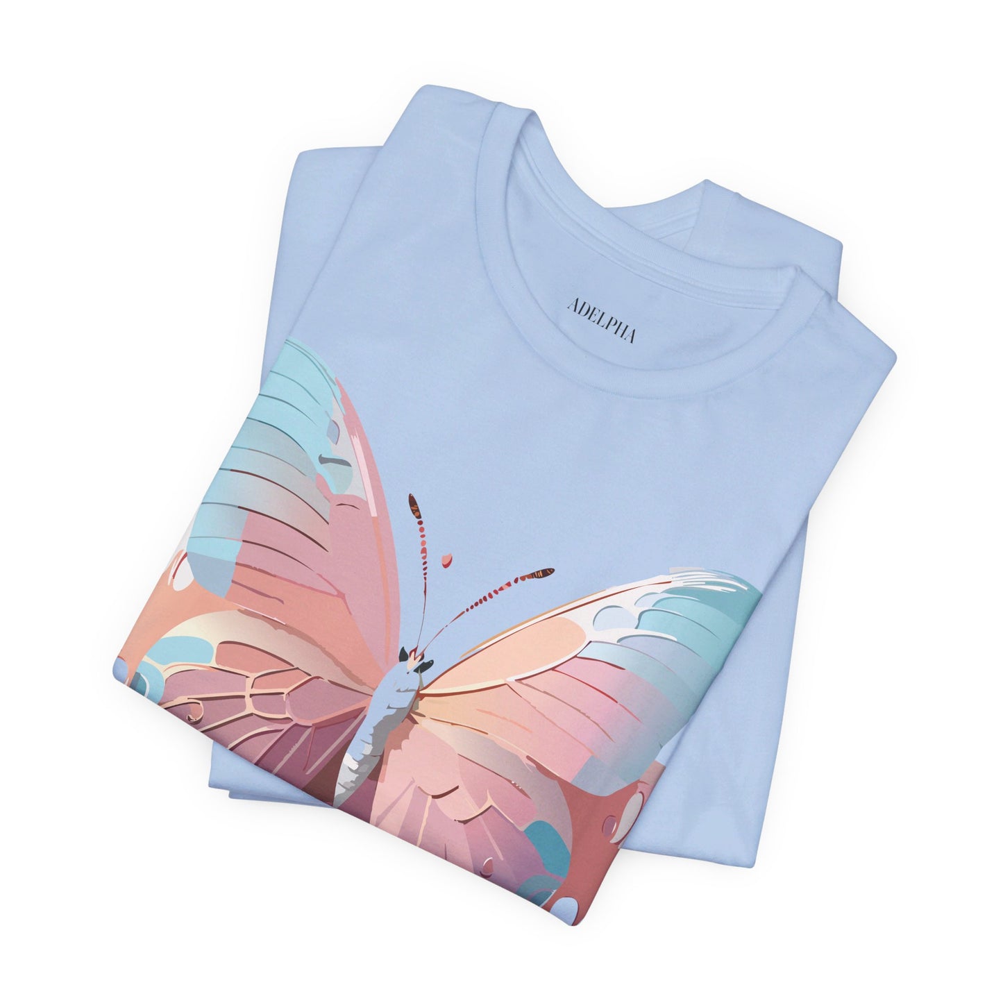 Natural Cotton Tee Shirt with Butterfly